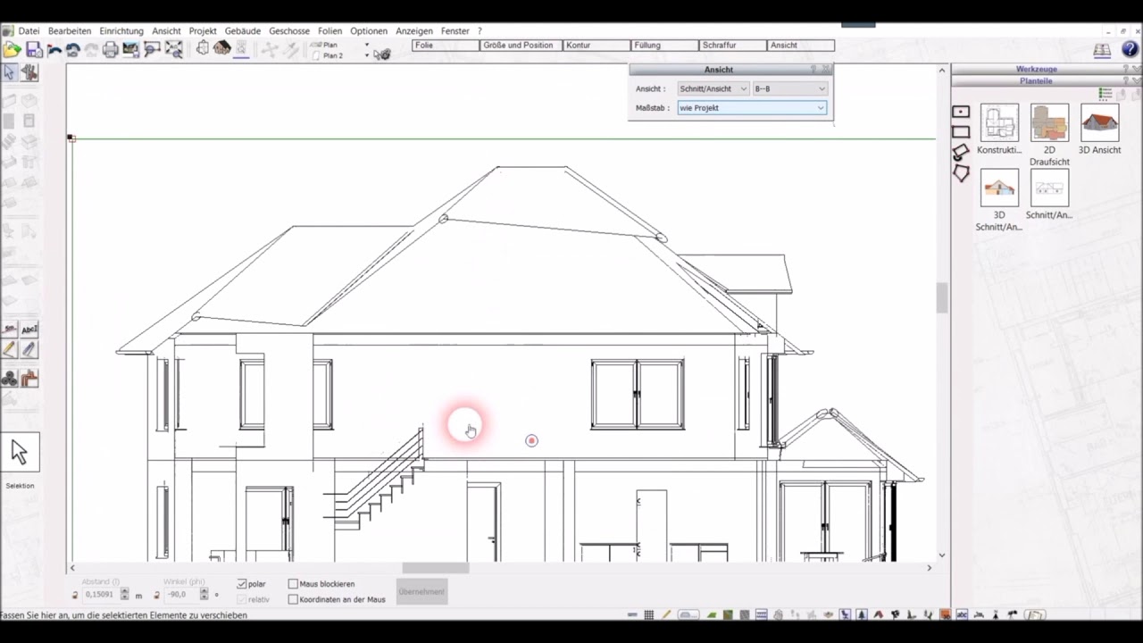 2D Schnitte für den Bauantrag erzeugen mit dem Plan7Architekt