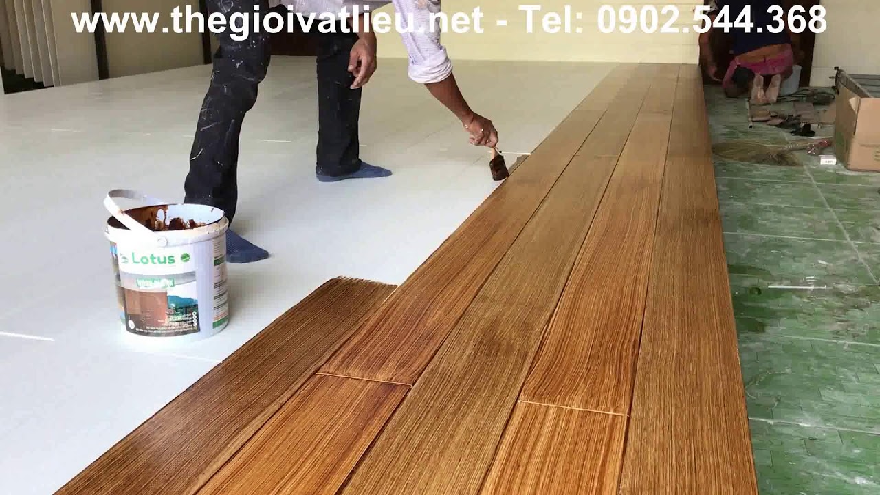 Sơn giả gỗ Lotus cho sàn - Quy trình sơn trên thanh xi măng giả gỗ Smartwood | Conwood