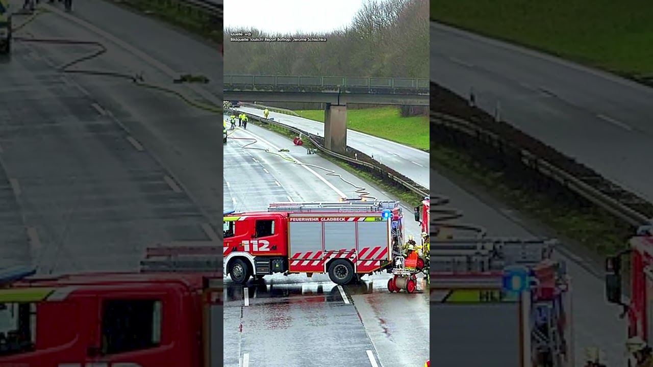 A2 Gladbeck: Lkw brennt nach Auffahrunfall &ndash; Fahrer verstorben  #deutschlandaktuell