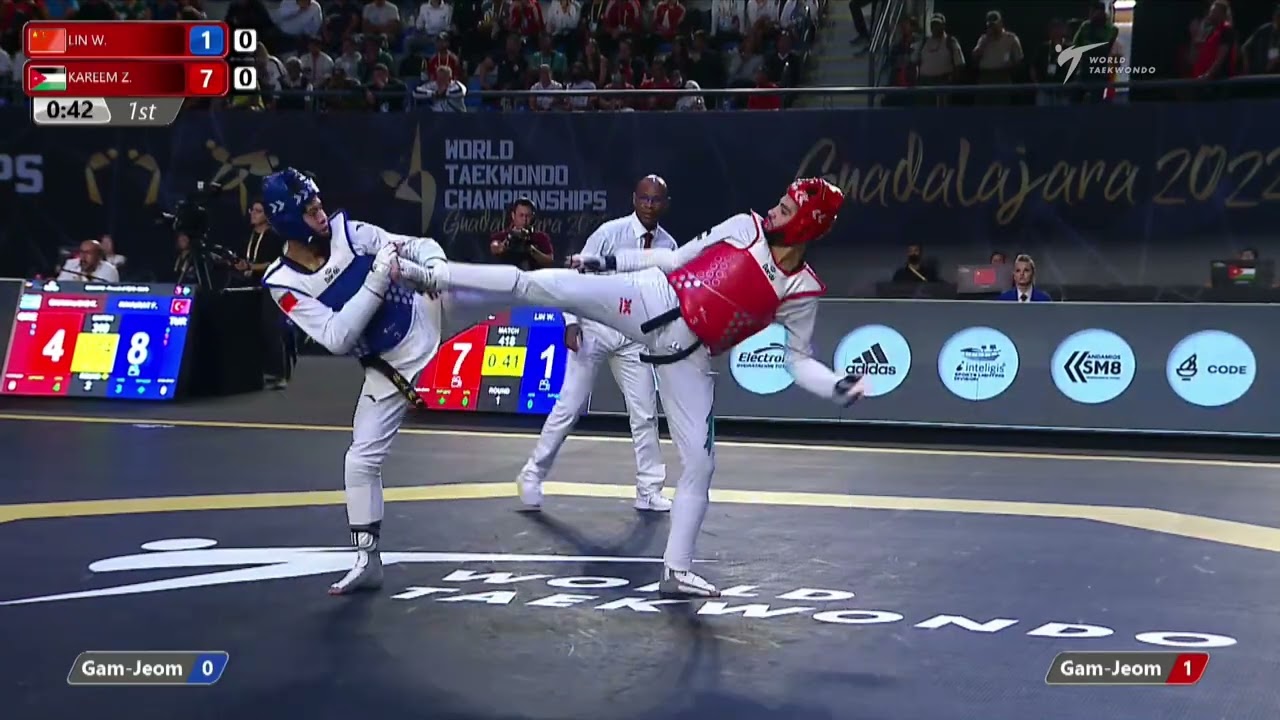 418 M-68kg R-32 LIN Wenye CHN 🔵 vs 🔴 KAREEM Zaid JOR I Guadalajara 2022 WT Championships