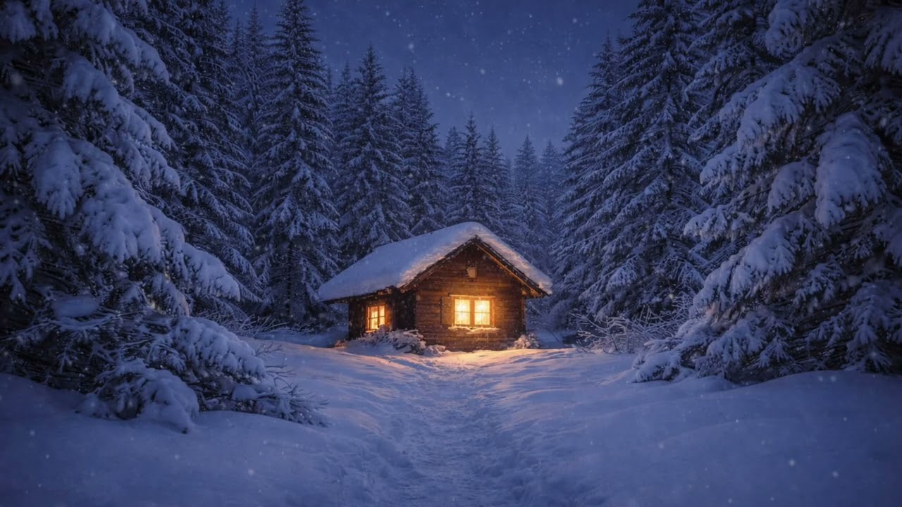 Winter Wind Sounds for Sleep | Cozy Cabin in Snow (1 Hour)