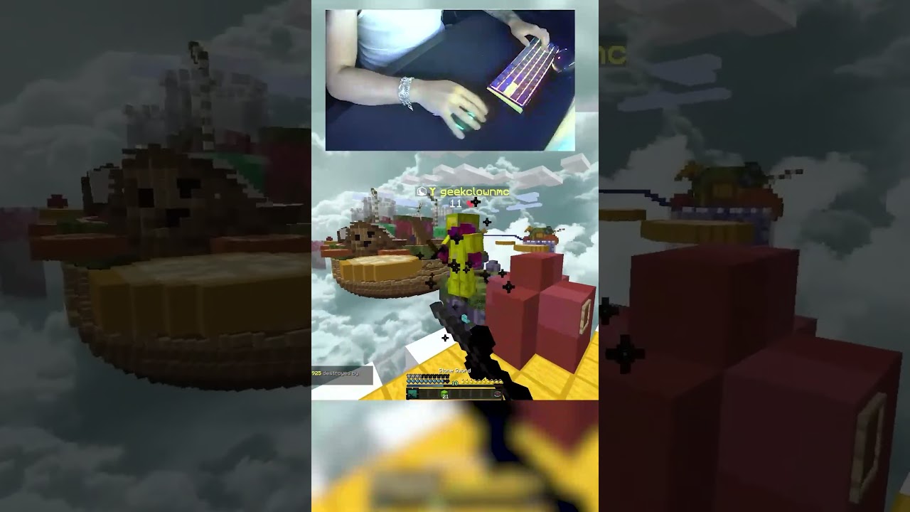 HE FLEW😂 BEDWARS ASMR #minecraft #hypixal #asmrkeyboard #hypixel #bedwars   #gaming