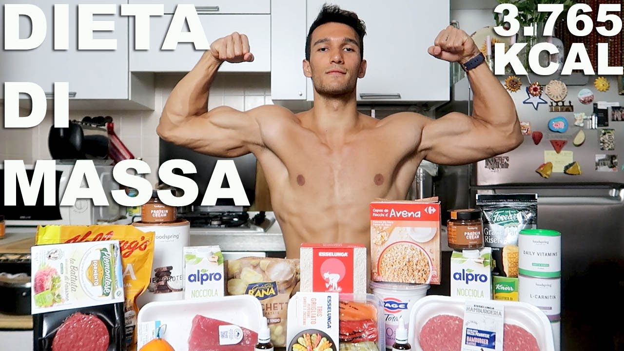 DIETA DI MASSA COMPLETA! PIÙ MASSA MUSCOLARE E MENO MASSA GRASSA! ECCO COSA MANGIO IN UN GIORNO!