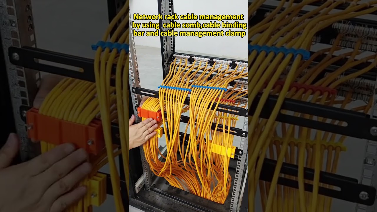 Network rack cable management by using  cable comb,cable binding bar and cable management clamp.