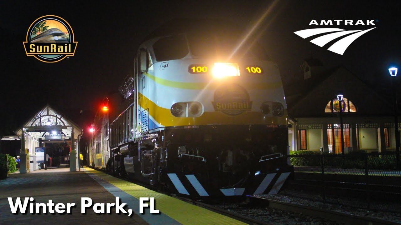 (4K) Nighttime Railfanning in Winter Park, FL! (SunRail + Amtrak)