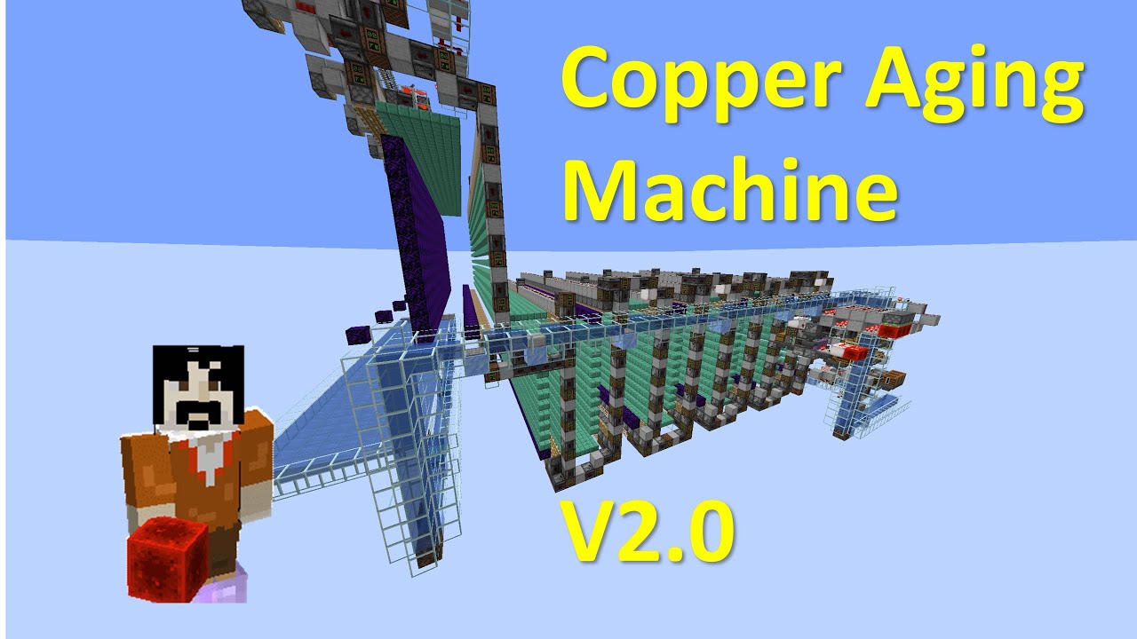 Copper aging machine v2! Oxidize 3+ shulker boxes of copper at once. Java Minecraft SMP 1.17+