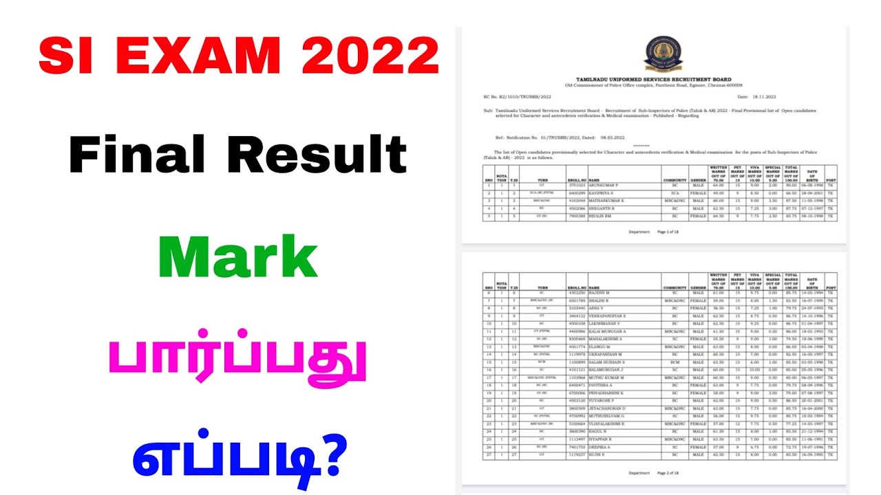 how to check si exam final result 2022 | si exam final result check | Tricky world