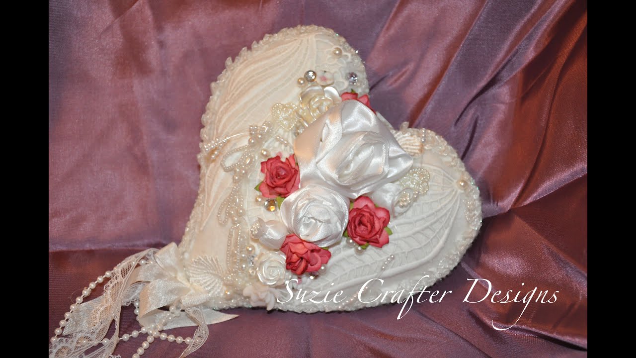 Handmade Fabric Valentine Heart  & Rosettes!