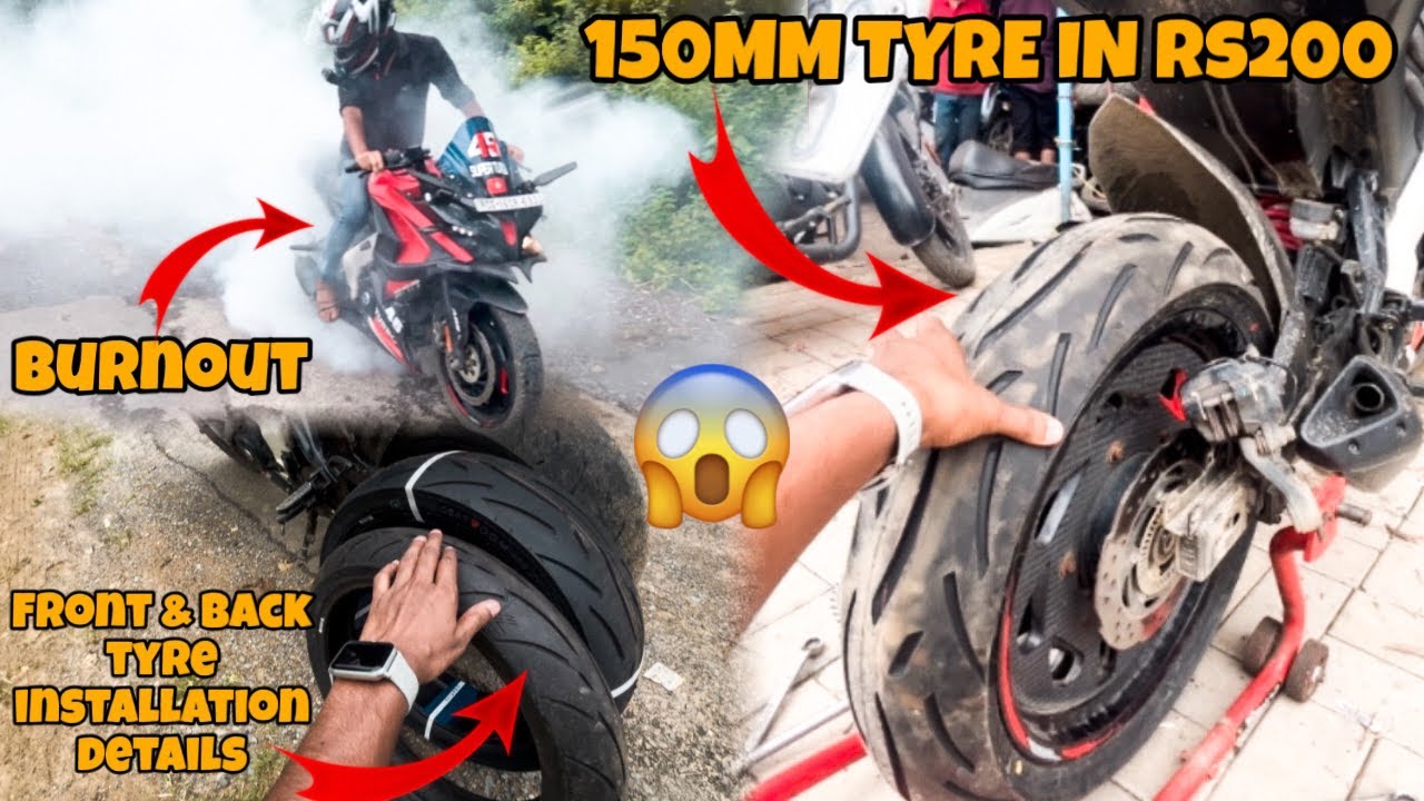150MM & 110MM BEST TYRE FOR LEANING🔥| RS200 Tyre upgrade🥵CEAT Zoom red X1 | APOLLO ALPHA H1 #burnout