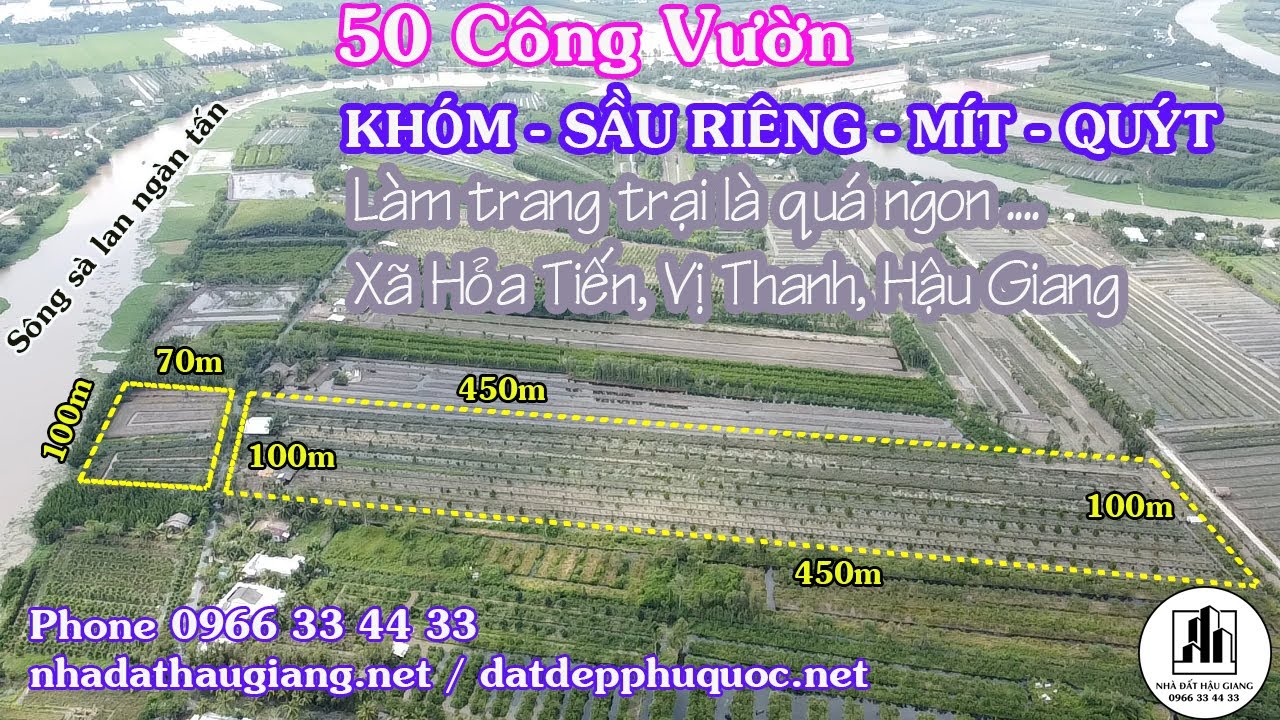 Ngưng bán----HẬU GIANG –  50 CÔNG ĐẤT LÀM TRANG TRẠI CÓ LỘ VÀ SÔNG LỚN 200tr/1000m2 - 0966334433