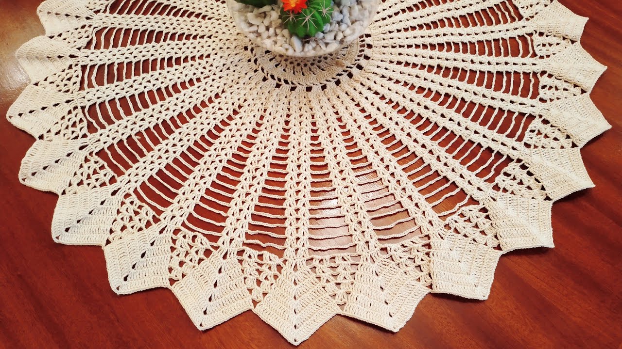 doily crochet/مفرش كروشيه دائري سهل وأنيق