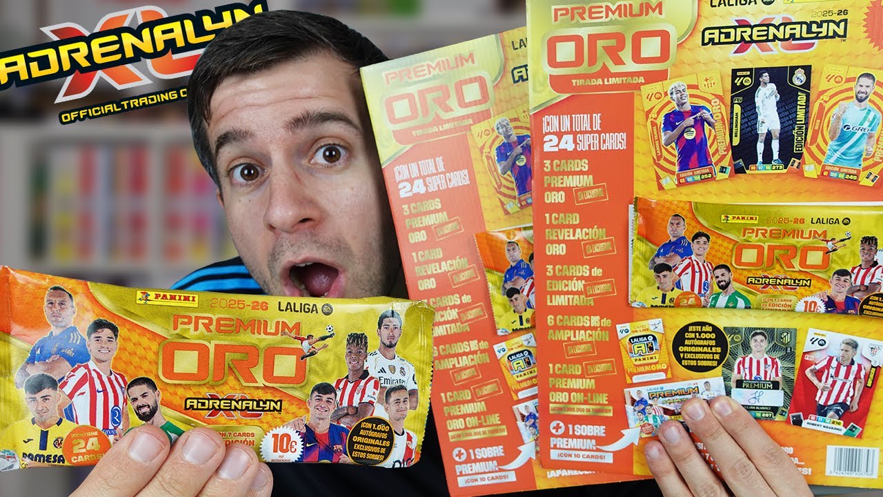 SOBRES PREMIUM ORO *10€* ADRENALYN XL 2025-26 LIGA EA SPORTS CON AUTÓGRAFOS ORIGINALES EXCLUSIVOS
