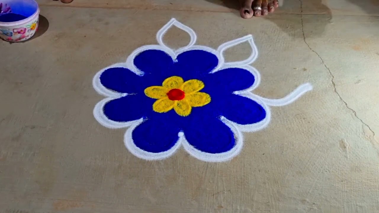 Thaipoosam2025🌻 simple flowers kolam 🌻Beautiful rangoli🌻thaimadhameasy flowers🌻diya mugguludesig