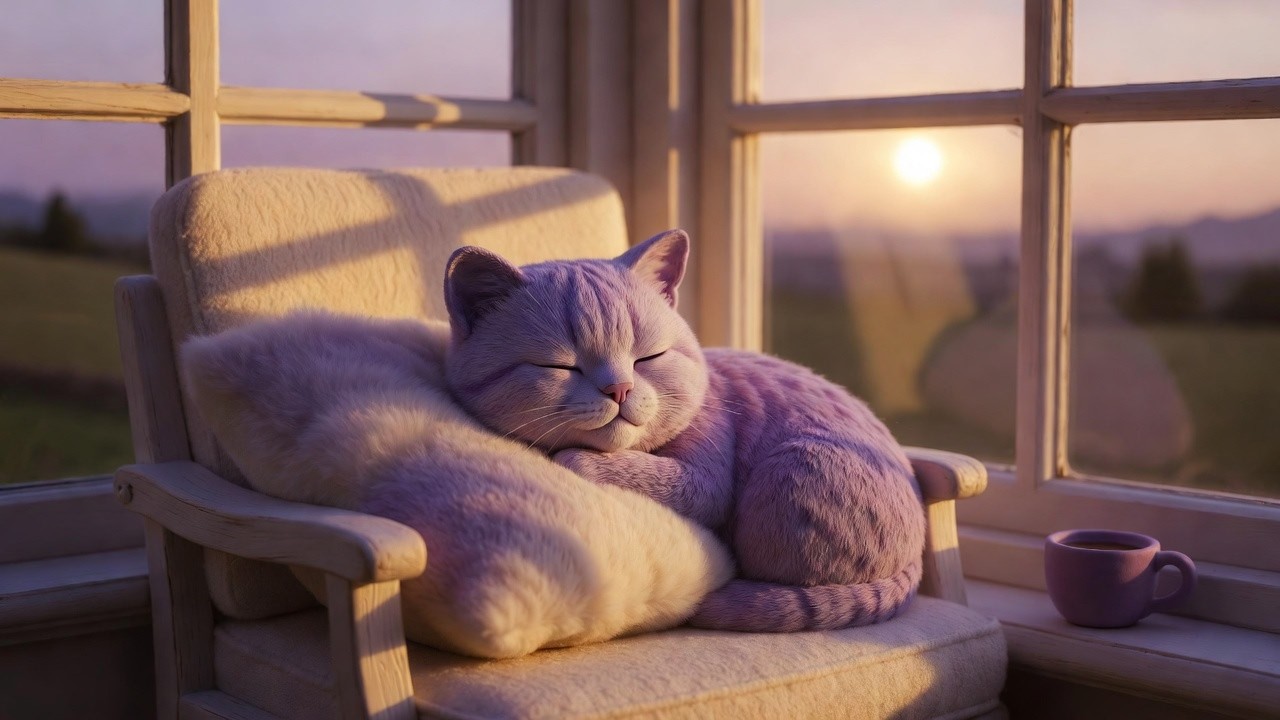 Tigra & the Sunset: Magical Atmosphere (50 min Cozy Cat Nap) 🐈 No Music, No Talking
