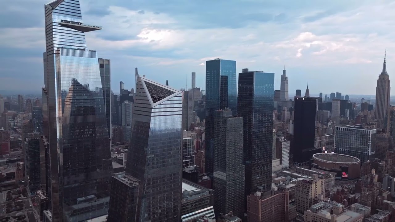 Hudson yards, vessel New York City (4k) drone footage