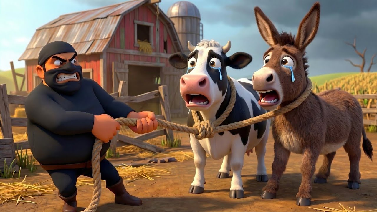 Thief in Old MacDonald's Farm | The Lost Donkey & Cow Story | 3D Animation 🫏🐄