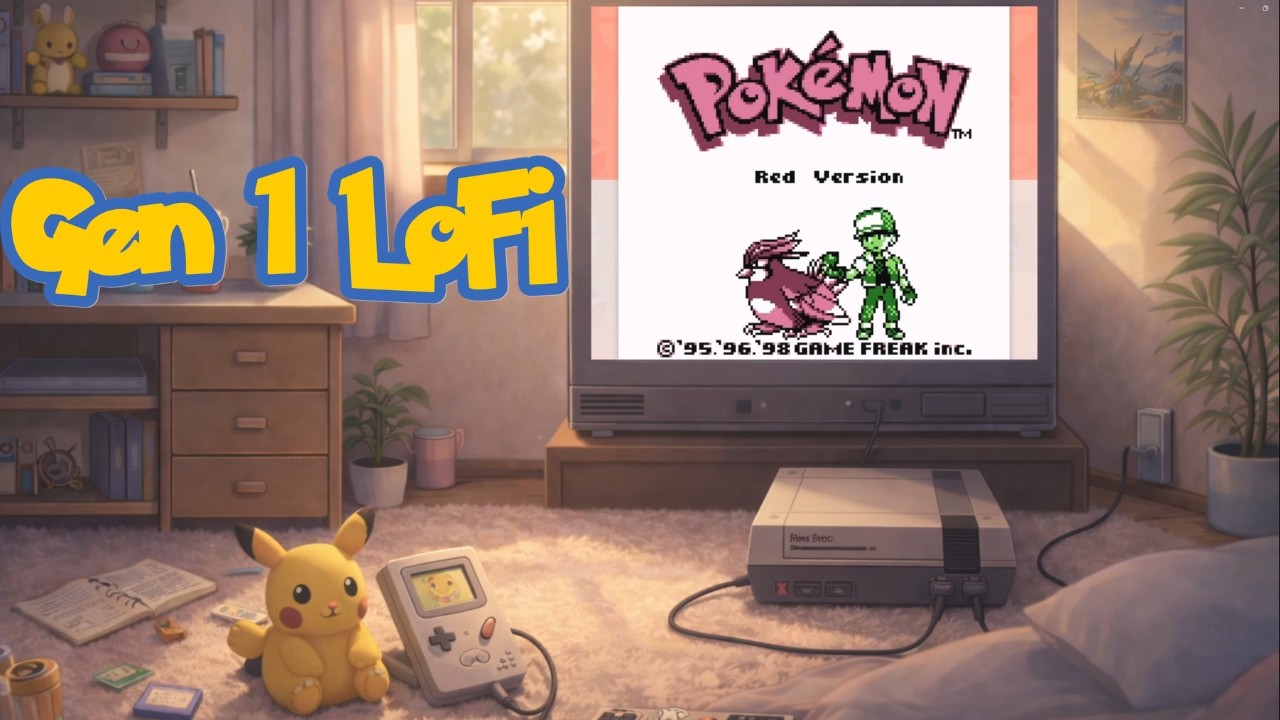 🎮 Pokémon Gen 1 LoFi Radio 🎧 | Chill 📚 & Study Beats 💤 | Cozy Retro Bedroom 🌅