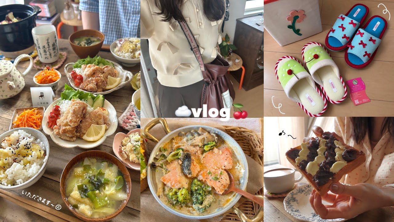 vlog》仕事に疲れてもおいしいごはんで回復する日🍚💕サーモンチャウダー・唐揚げ・トーストアレンジ🍞etc