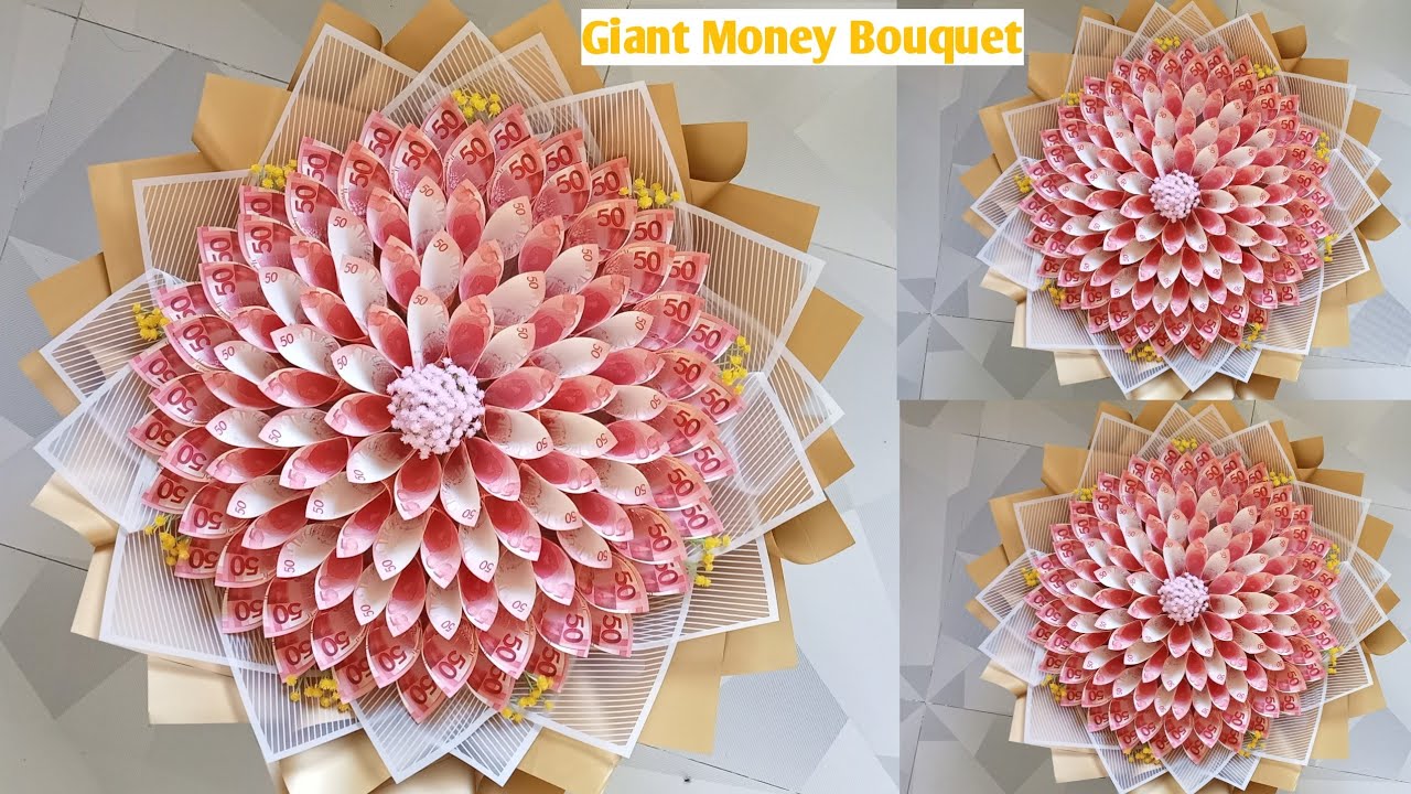 How to make giant money bouquet #moneybouquet #diybouquet #moneyflower
