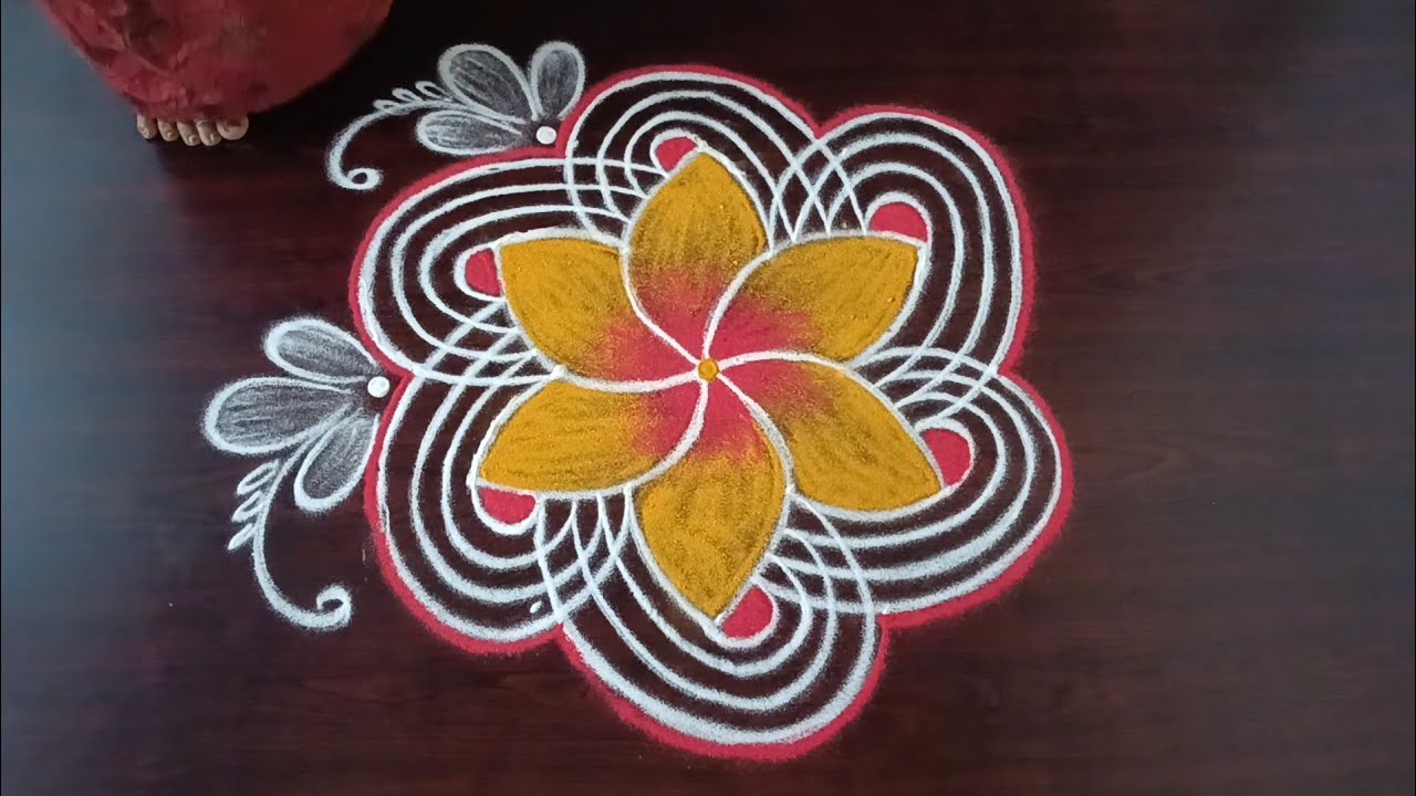 Easy flower rangoli designs/Lathakolam
