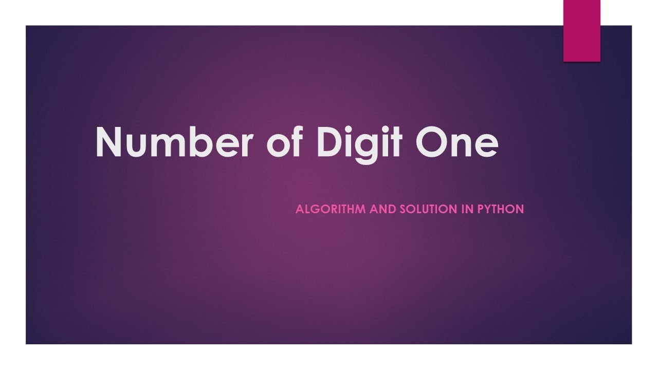 Find total number of digit 1 appearing in integers less than or equal to n. | Python Solution