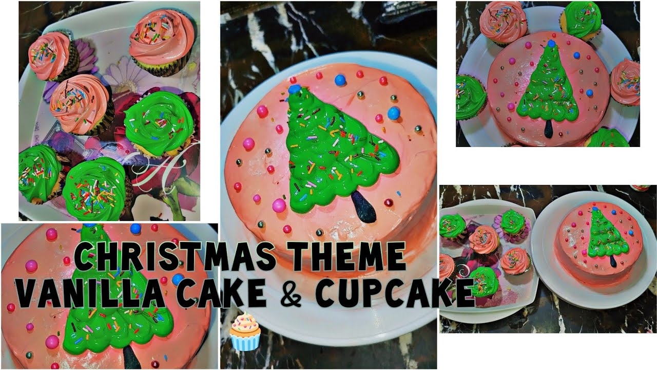 Christmas 🎄 Theme Cake & Cupcake 🧁 | Vanilla Flavor 🤤 | Without Oven Baking 😍Must Try 