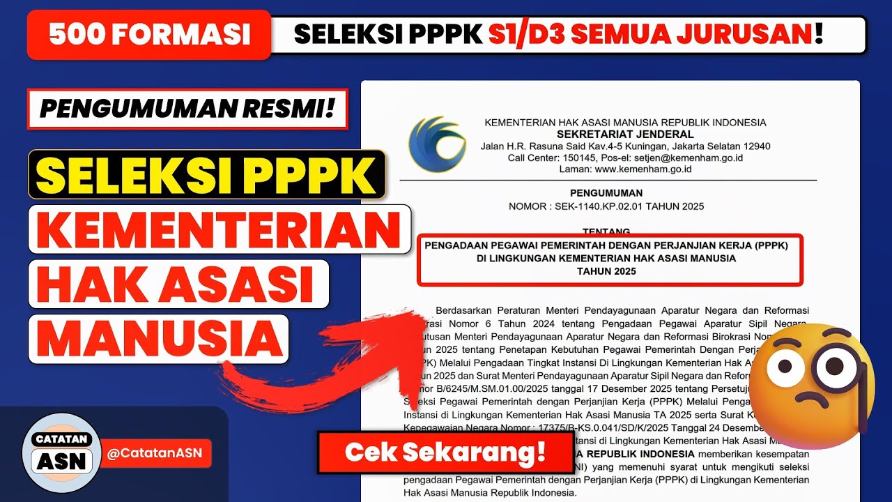 Resmi! Pengumuman PPPK Kementerian HAM 2026 - Cek Formasi, Syarat, dan Jadwal Seleksi PPPK 2026
