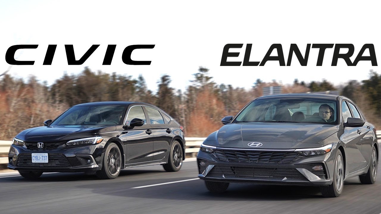 Битва Uber! Hyundai Elantra 2024 года против Honda Civic 2024 года против...