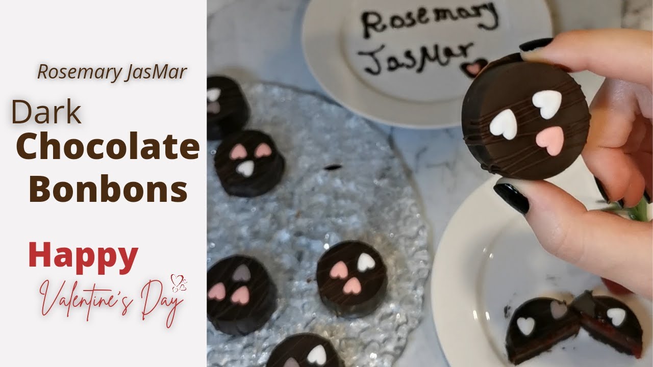 Dark Chocolate Bonbons stuffed with red raspberry jam / chocolate ganache |valentine's day chocolate