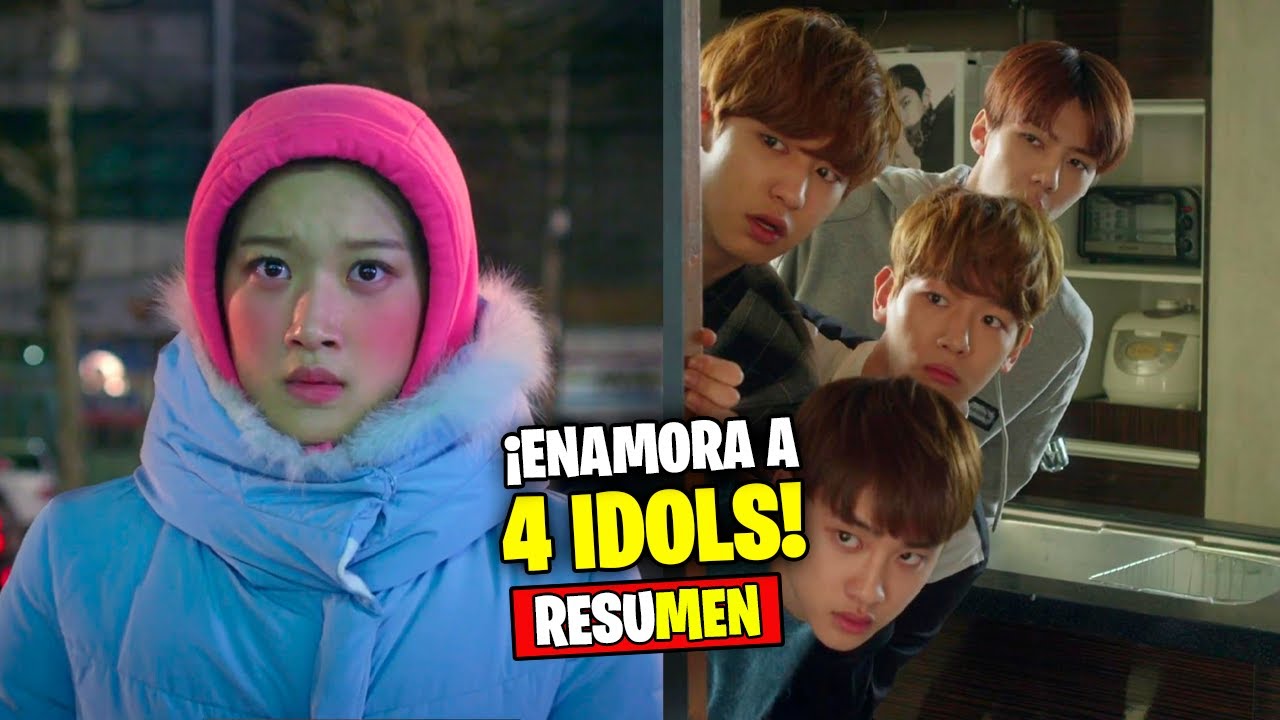 🔶CHICA TIMIDA ES OBLIGADA A LIMPIAR LA CASA DE 4 IDOLS Y SE ENAMORAN DE ELLA | DRAMA RESUMEN