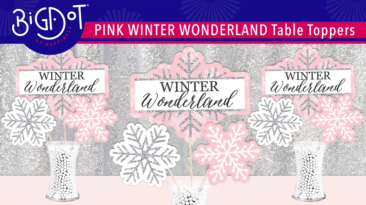 Pink Winter Wonderland Holiday Snowflake Birthday Party, Baby Shower Party Centerpieces Idea