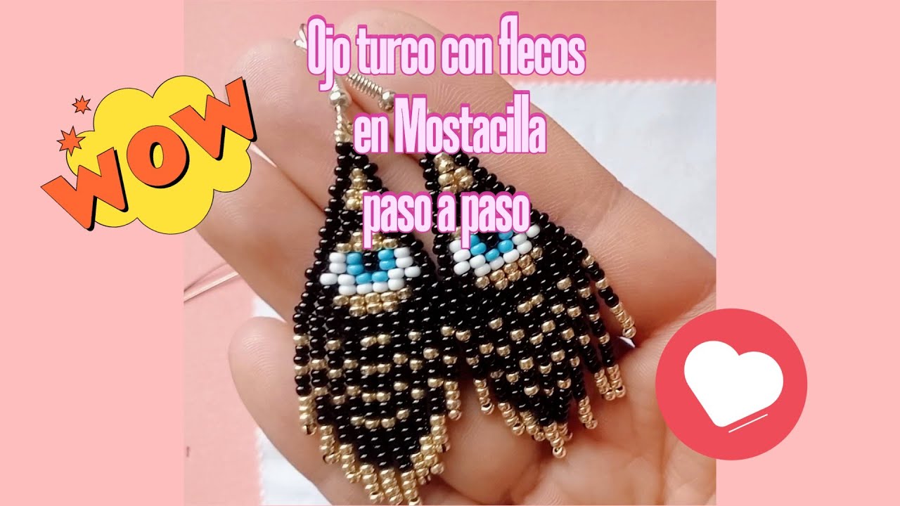 Aretes Con MOSTACILLA 🤩 FACILES DE HACER (PASO A PASO) OJO TURCO