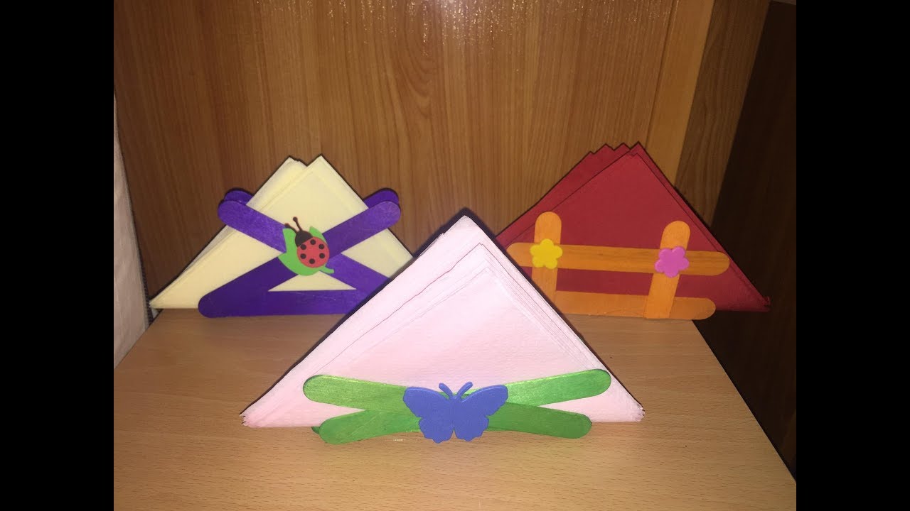3 Servilleteros con palitos de helado