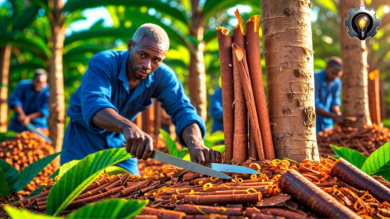 COMMENT EST FABRIQUÉE la CANNELLE en BÂTON | De la RÉCOLTE au PRODUIT FINAL