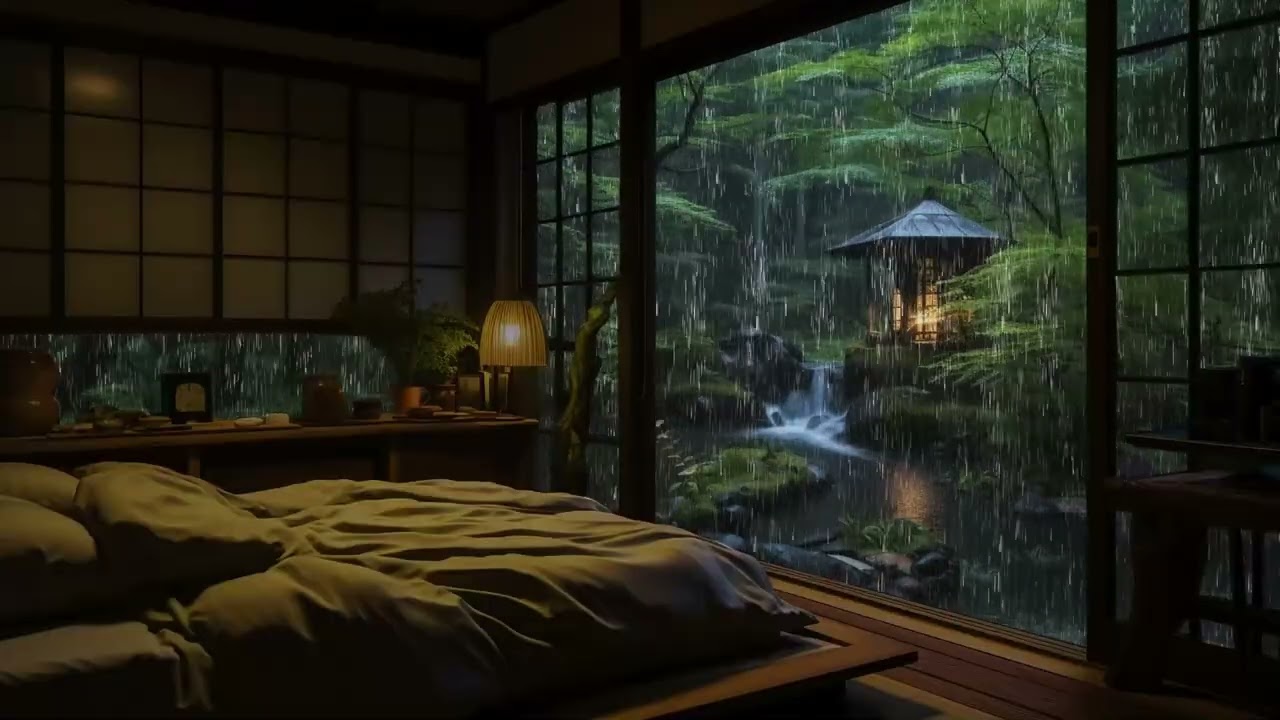 Quiet Forest Rain Sleep Music with Soft Piano Melodies for Deep Relaxation and Restful Night