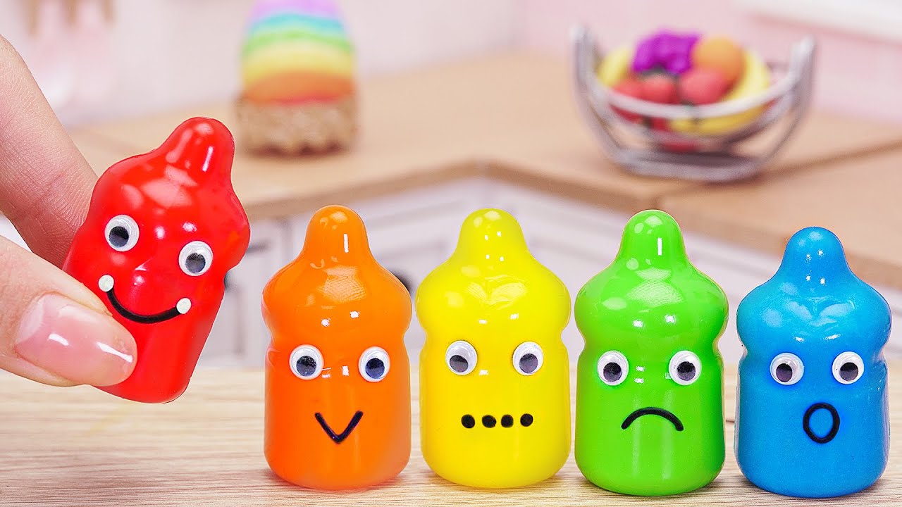 1000+ Miniature Rainbow Baby Milk Bottles Jelly - Best Of Cake Decorating Ideas | Mini Bakery