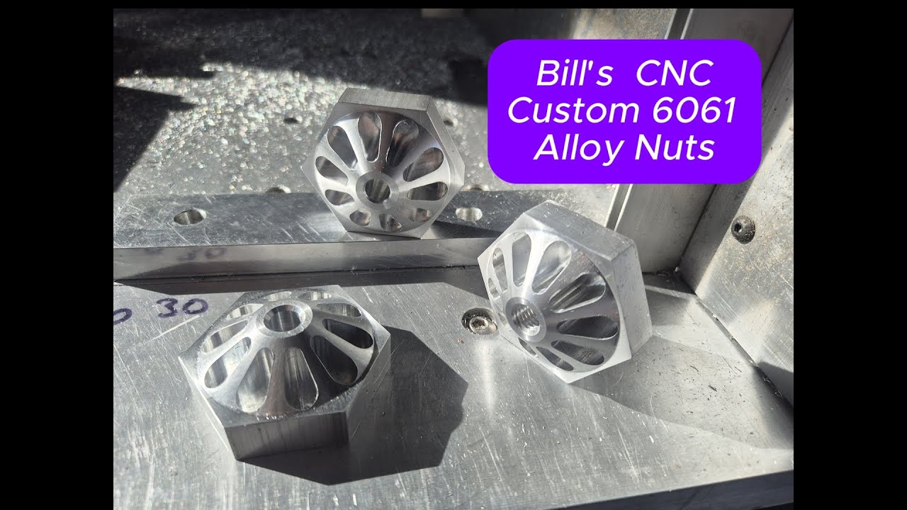 Bill's PrintNC Pro Router and CNC Lathe combining to making  large custom 6061 Alloy Nuts