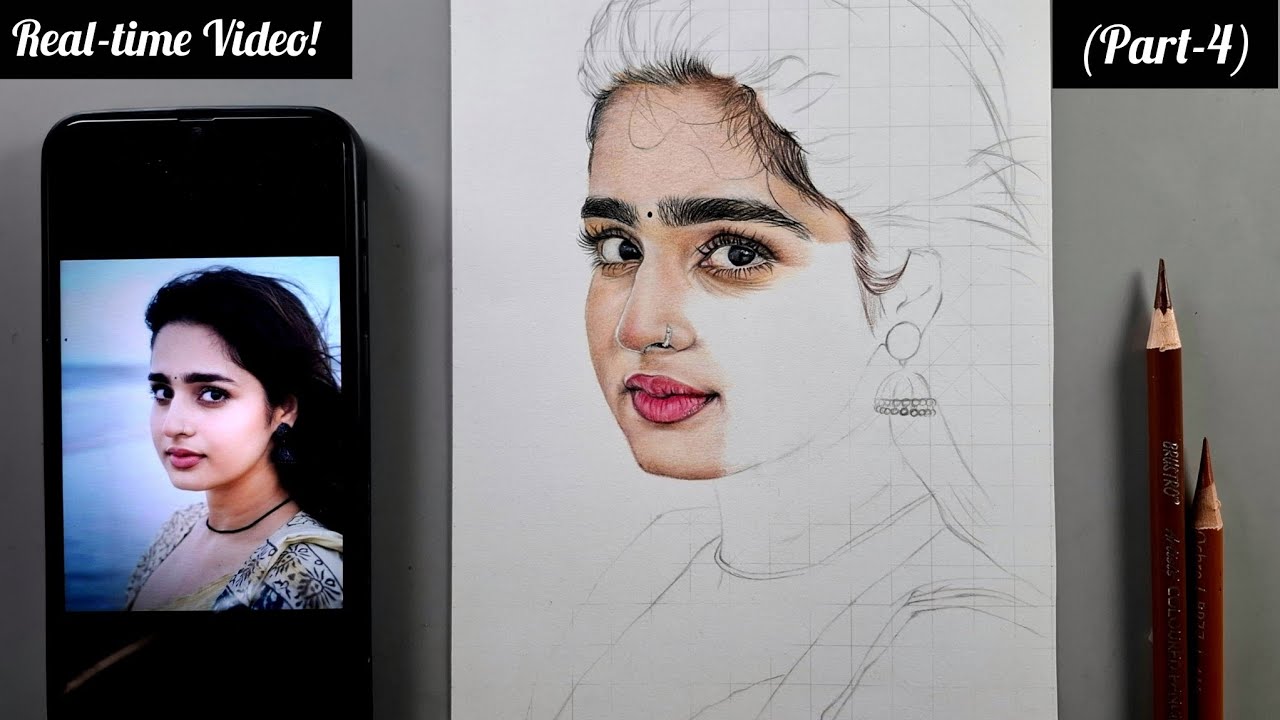 Forehead Drawing Using Coloured Pencils | Real-time Drawing Tutorial (Part-4)