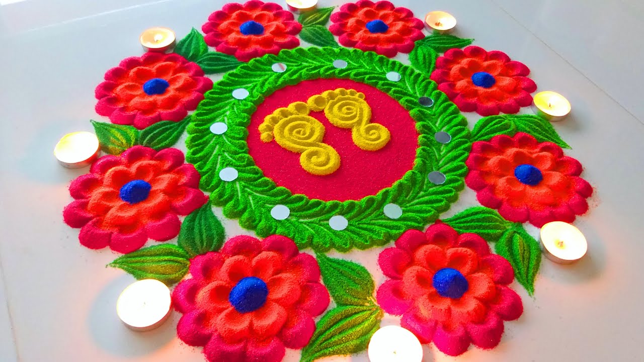 Beautiful Diwali Rangoli design | दिवाली पर बनाये  सुन्दर रंगोली | Top Colourful Diwali Rangoli