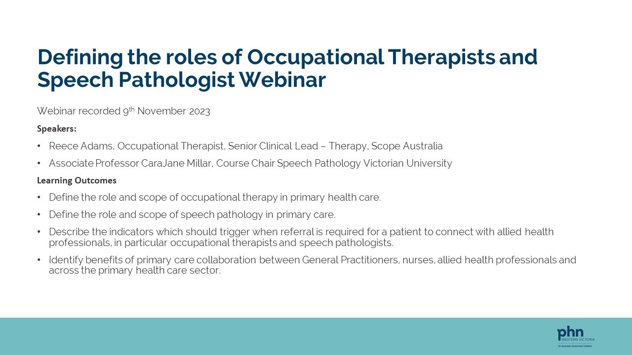 Defining the roles of Occupational Therapists and Speech Pathologist 2023.11.09
