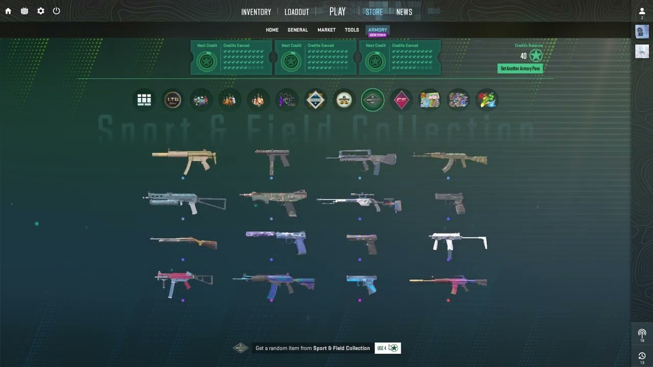 Opening 15 Sports&Field collection skins from The Armory Pass