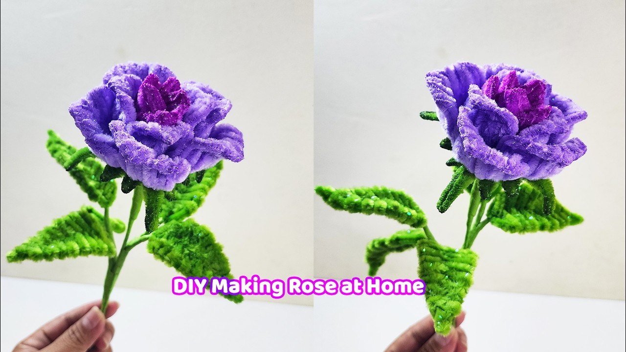DIY Purple Rose Flower 🌹 Easy Handmade Pipe Cleaner Rose | BeYouCraft