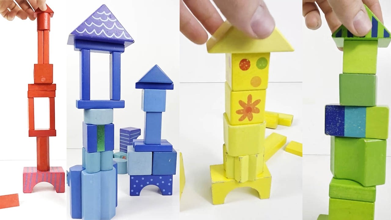 Let’s Learn & Play with colors and blocks! Red, Blue, Orange, Green, Yellow! Building for kids! Educ