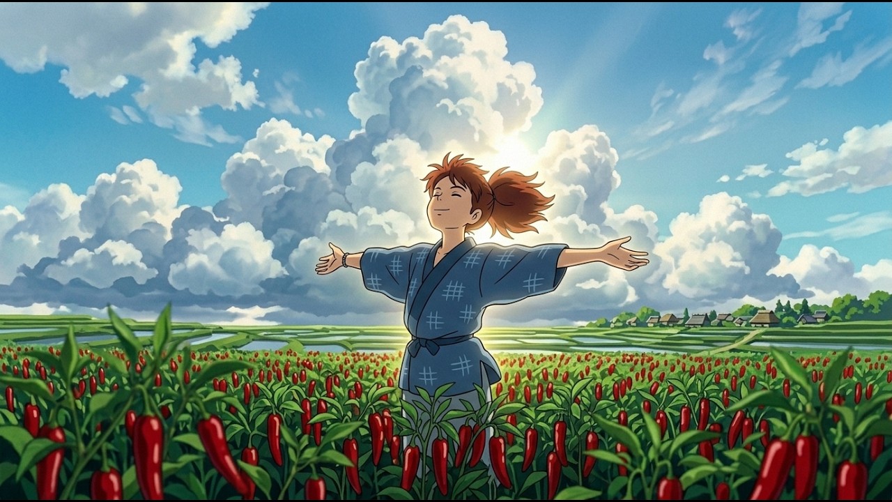 Chill Girl Picking Corn – Dreamy Countryside Moments (夢のような少女のトウモロコシ収穫) | Cozy Ghibli Ambience&Lofi
