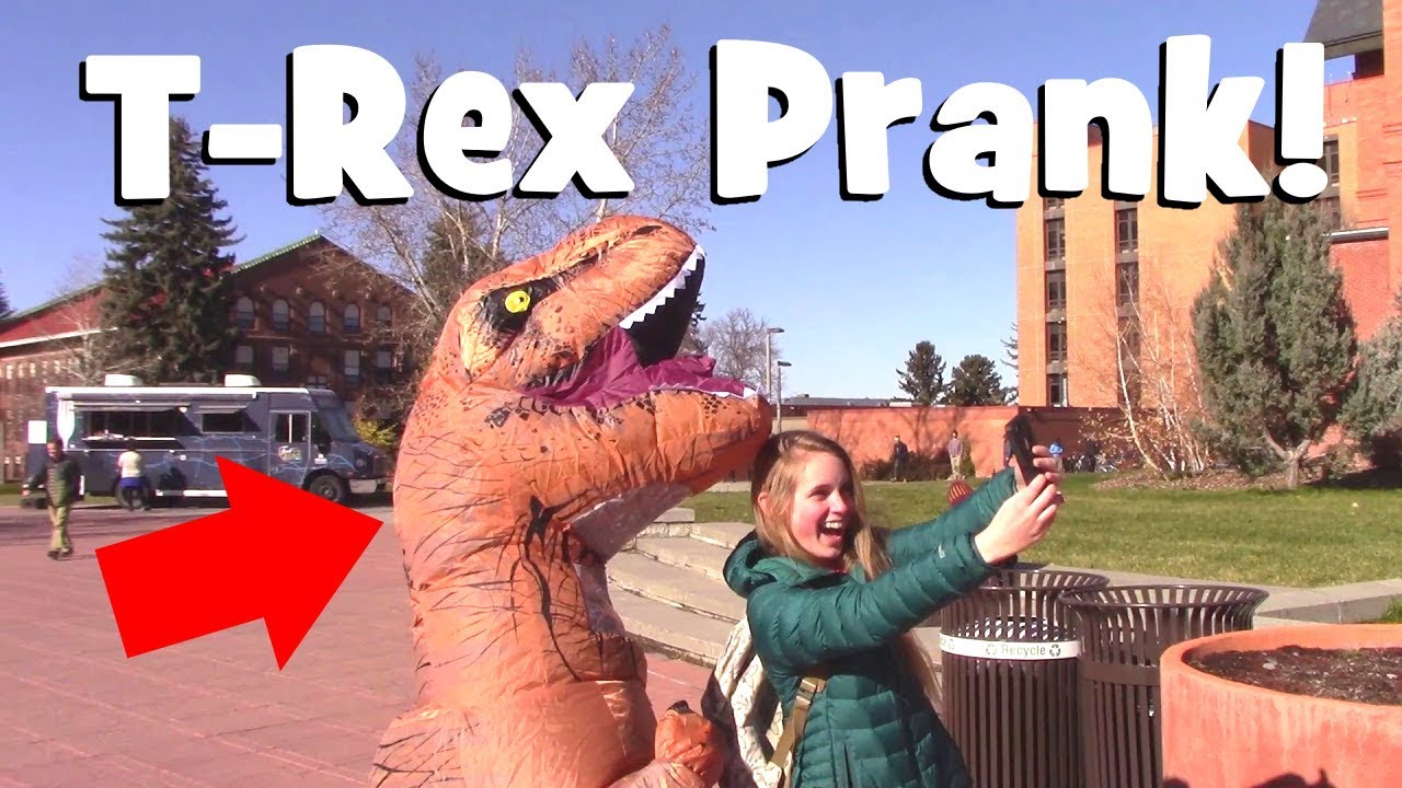 FUNNY T-Rex College Campus Prank | Hilarious Dinosaur Costume Practical Joke