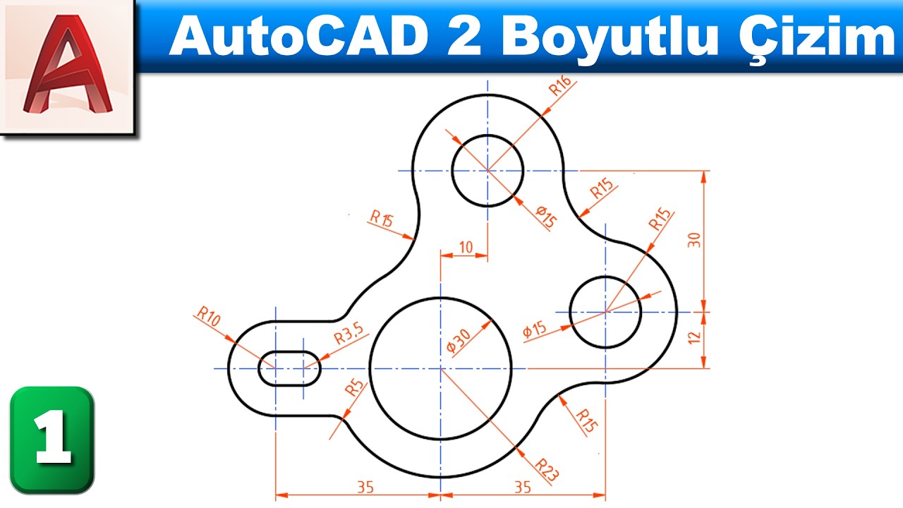 AutoCAD 2 boyutlu &ccedil;izim &ouml;rnekleri - 1