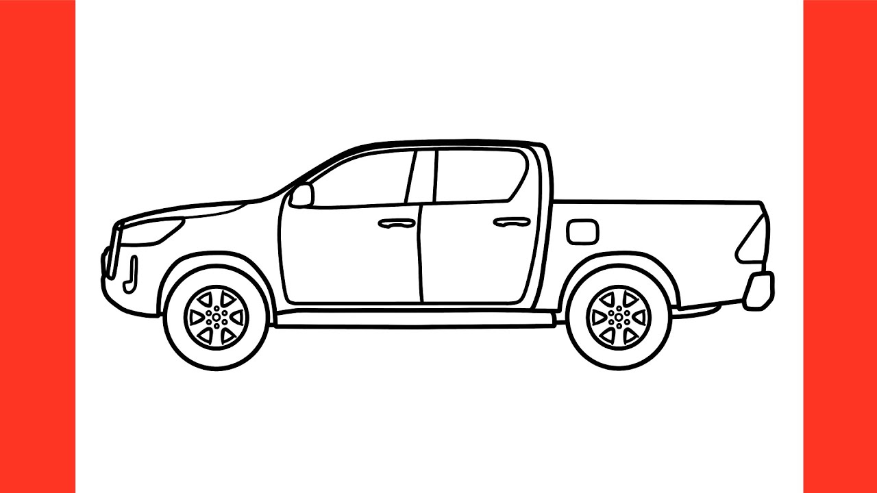 How to draw a Toyota Hilux 2023 easy | Drawing toyota pickup 2022