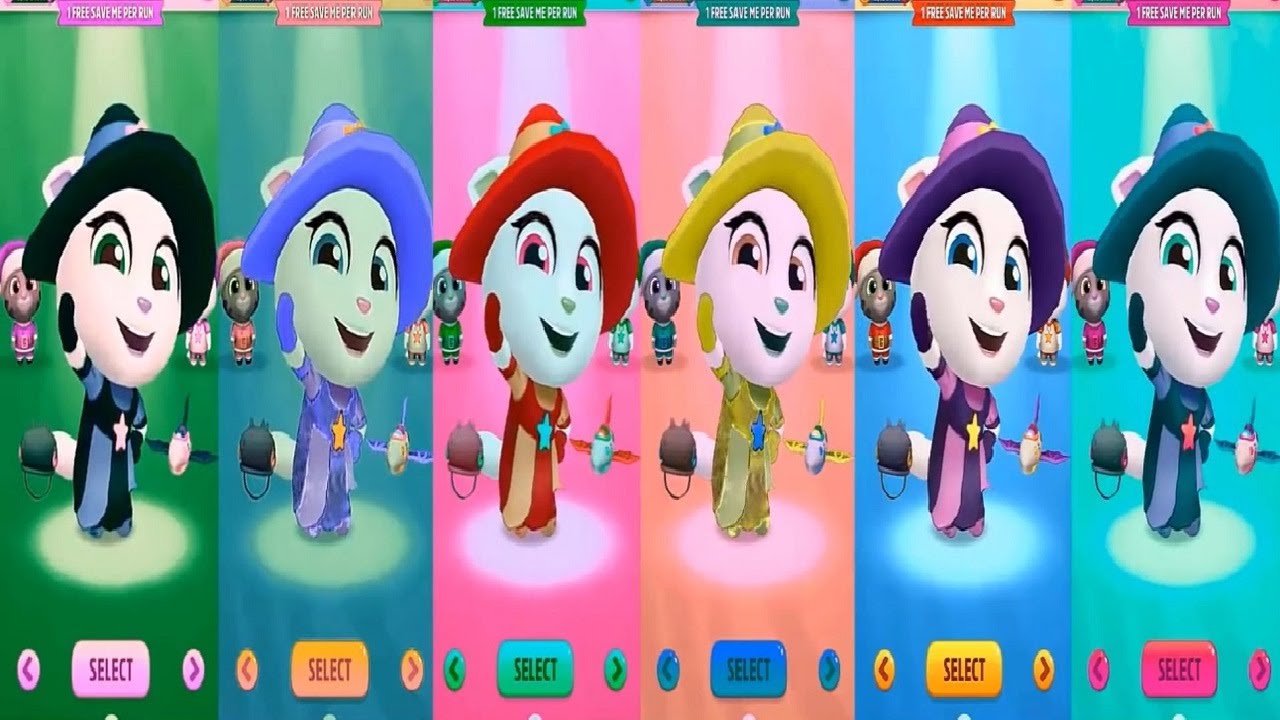 Colors Reaction Talking Tom Gold Run  HALLOWEEN  WITCH ANGELA CATCH THE RACCOON