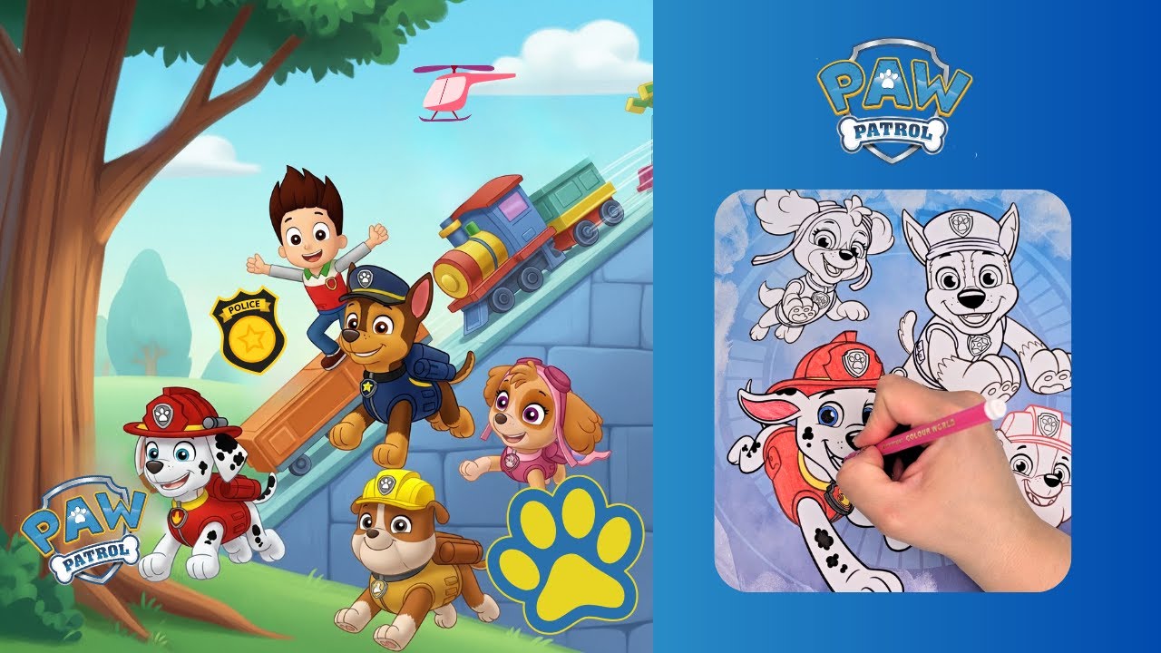 🎨🐾🖍️ Let’s Color Paw Patrol!  Marshall, Rubble, Chase & Skye Coloring Fun for Kids