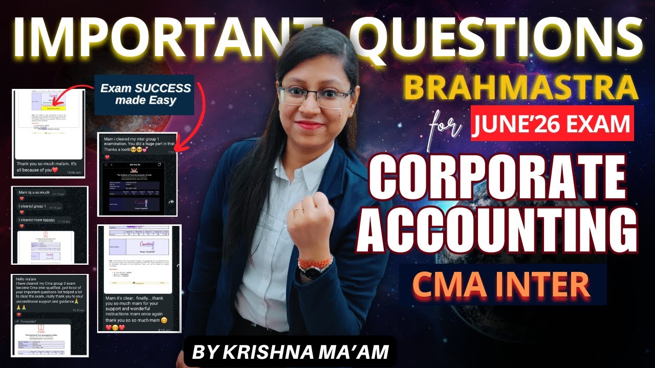 CMA Corporate Accounting Important Question || JUNE 26 || MIN. 60% Guaranteed || CMA Inter [MUST DO]